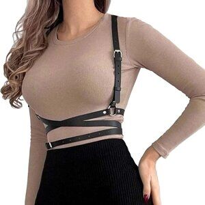 Leather Harness for Women Adjustable Goth Punk Body Chest Belt Accessories